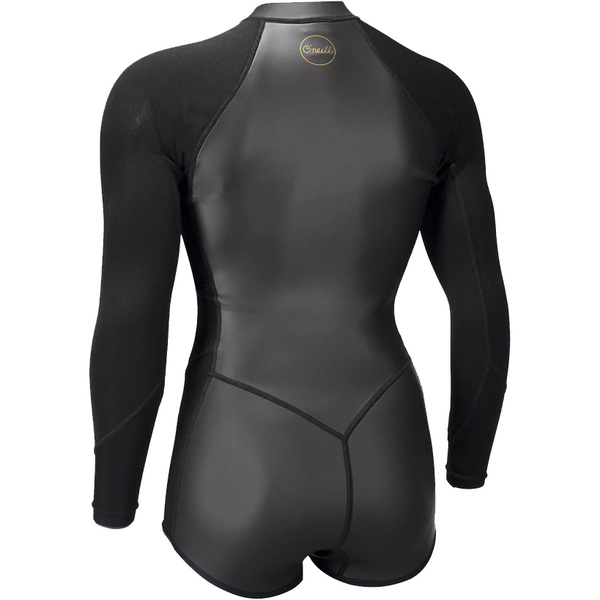 O'Neill Womens Bahia 2/1mm Long Sleeve Front Zip Shorty Wetsuit 5363 - Glide Black